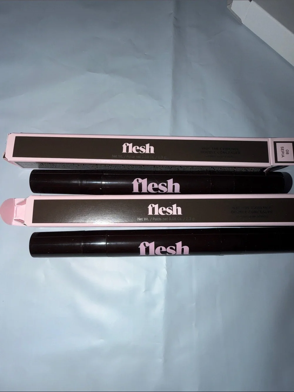 Flesh Dual-Ended Concealer Stick — Black Barrel with Pink Logo (2-Pack)